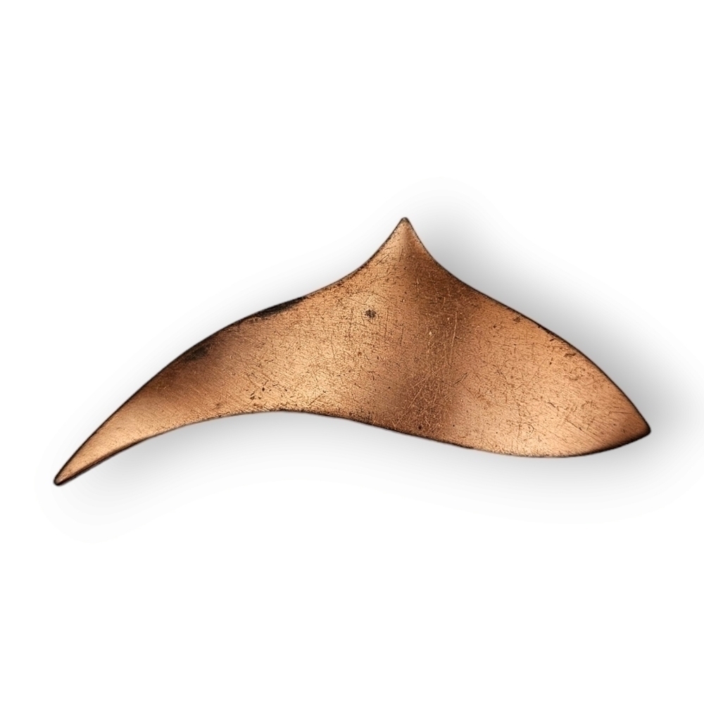 KIM Craftsmen Modernist Copper Brooch Dolphin Shark MCM Mid Century Vintage 50s